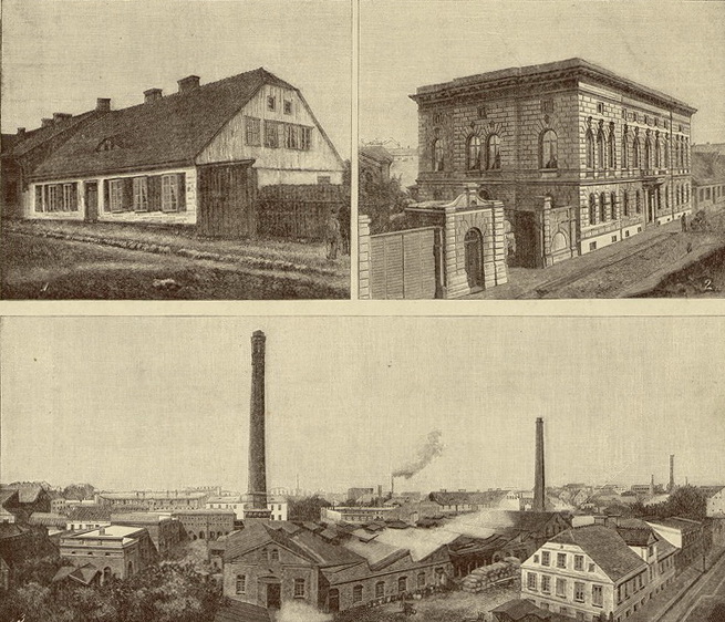 Лодзь дом Бидермана 1863 и 1888