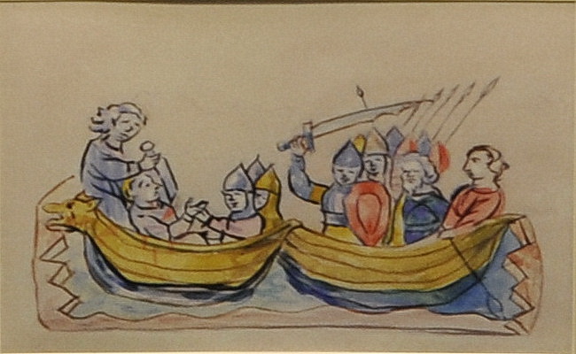 старинный рисунок лодки
